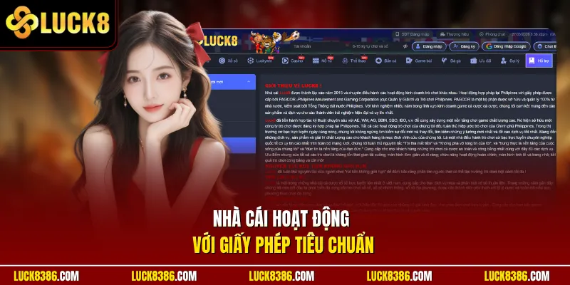 Nhà cái hoạt động với giấy phép tiêu chuẩn